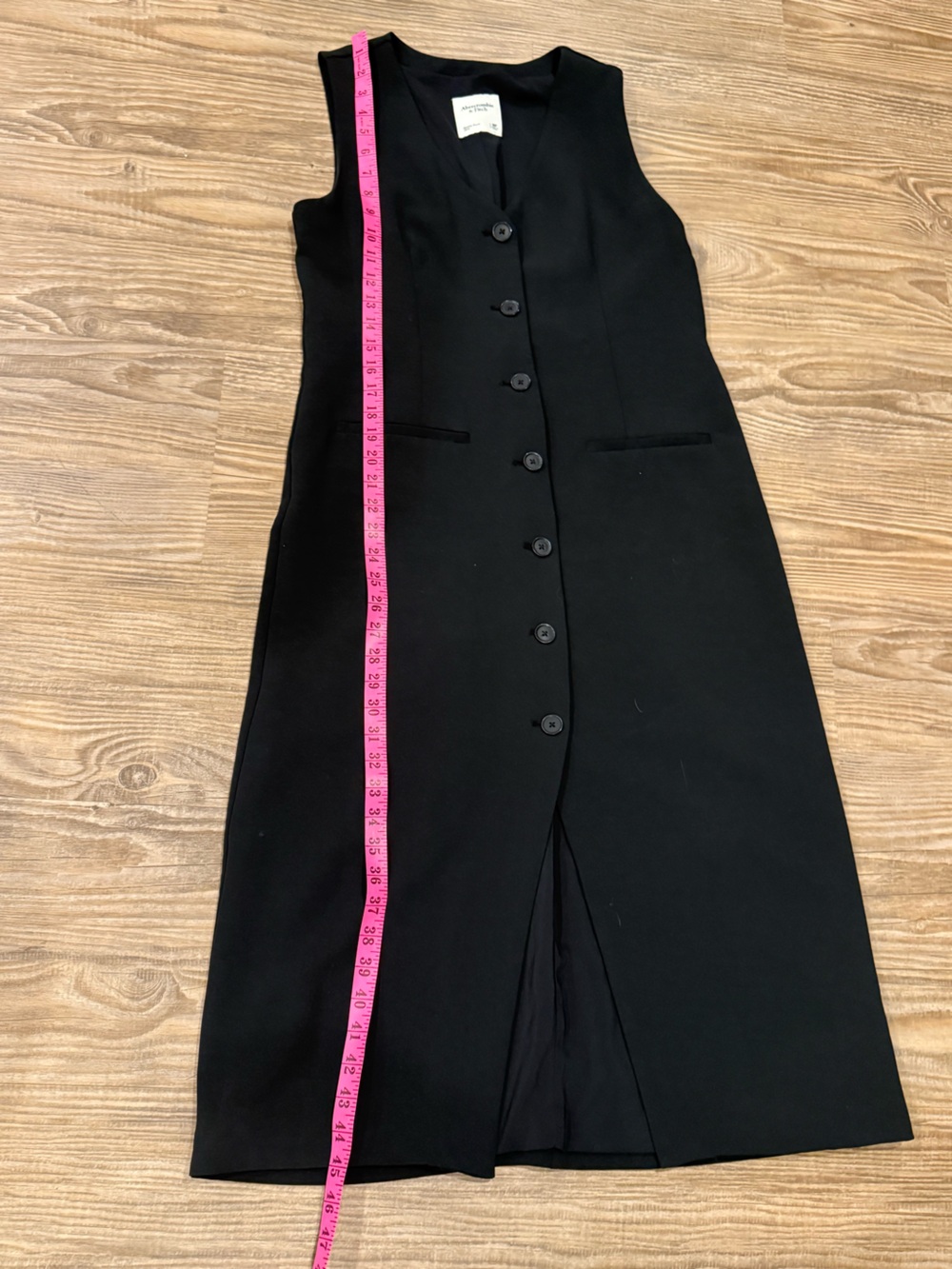 EUC Abercrombie Sleeveless Black Button-Front Steath Midi Dress size M pet.~$98 - Picture 5 of 6